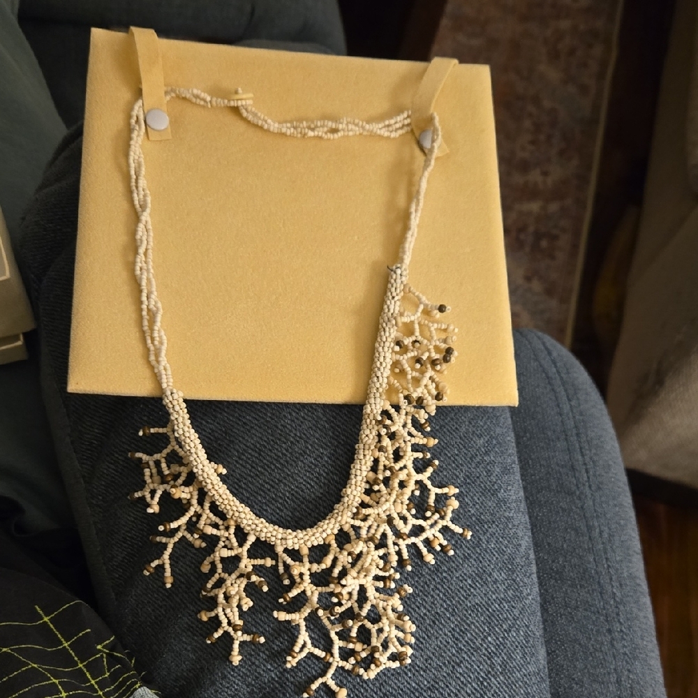 Intricate Cream Beaded Necklace
